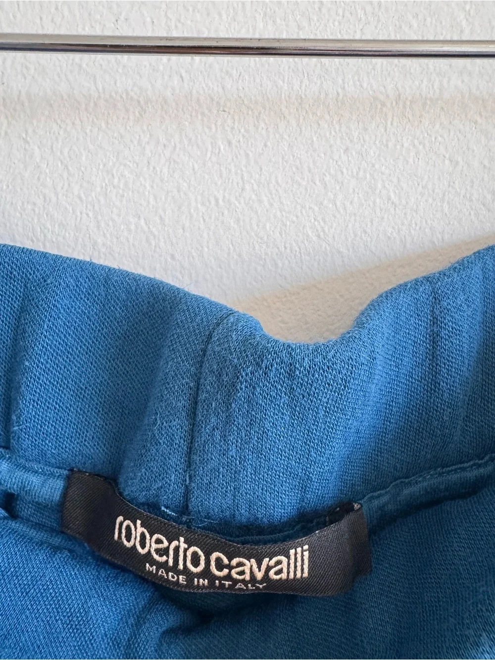 Roberto Cavalli | Men’s Royal Blue Track Pants w Zebra Printed Side Stripe Large